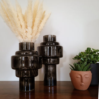 Black Smoked Glass Vase | 2 Sizes in Homewares from Oriana B www.orianab.com