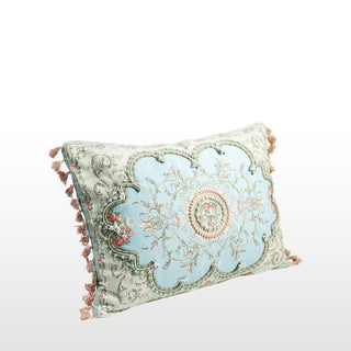 Blue & Pink Brocade Tassel Cushion | 40 x 60 cmOriana BHomewares