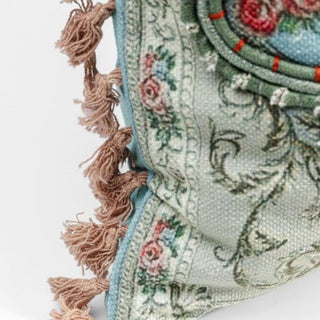 Blue & Pink Brocade Tassel Cushion | 40x60 in Archived from Oriana B www.orianab.com