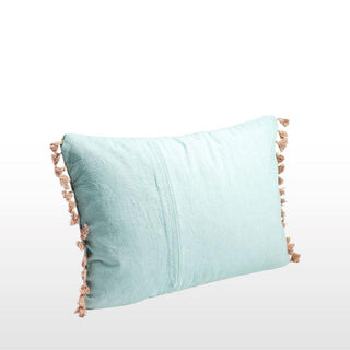 Blue & Pink Brocade Tassel Cushion | 40x60 in Archived from Oriana B www.orianab.com