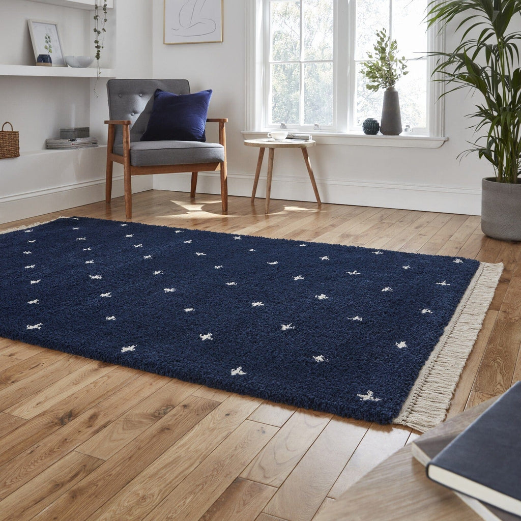 Boho Soft Pile Rug | Navy | 2 Sizes – Oriana B