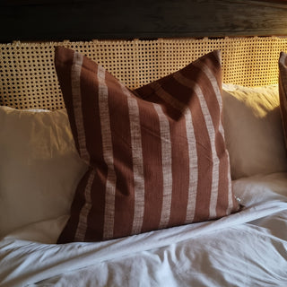 Brown Striped Cushion | 50x50 in Homewares from Oriana B www.orianab.com