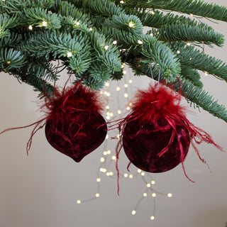 Burgundy Feather Christmas Tree Decoration | Set of 2Oriana BChristmas