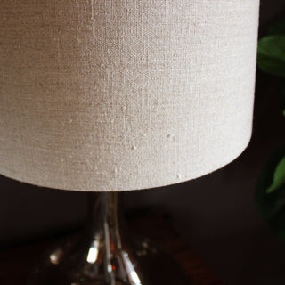Curved Glass Lamp with Linen Shade | BrownOriana BLighting
