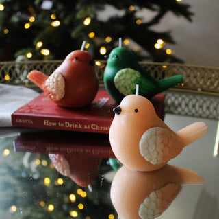 Chirpy Bird Candle Beige in Christmas from Oriana B. www.orianab.com