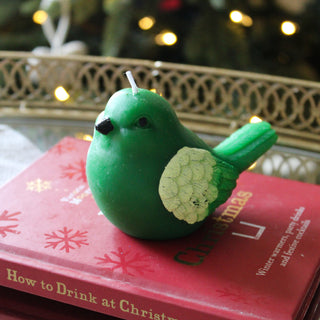 Chirpy Bird Candle Green in Christmas from Oriana B. www.orianab.com