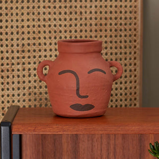 Clay Face Vase | Natural Dark BrownOriana BHomewares