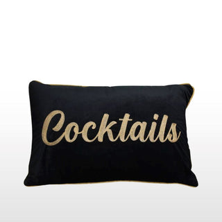 "Cocktails" Black Velvet CushionOriana BHomewares