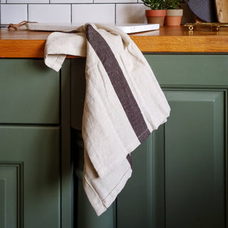 Cotten Linen Black Stripe Tea Towel in Archived from Oriana B www.orianab.com