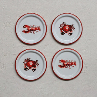 Crab & Lobster Enamel Coasters | Set of 4 in Homewares from Oriana B www.orianab.com