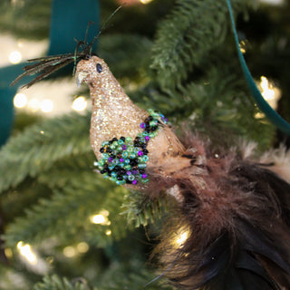 Curl Feather Clip Peacock in Christmas from Oriana B. www.orianab.com