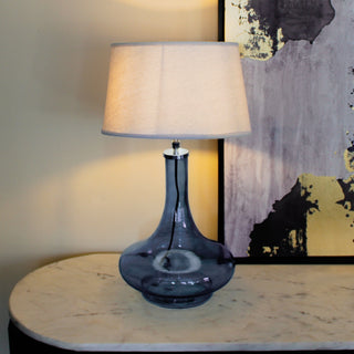 Curved Glass Lamp with Linen Shade | Blue in Archived from Oriana B www.orianab.com