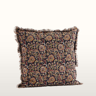 Dark Brown Print Cotton Cushion | 50x50 in Cushions from Oriana B. www.orianab.com