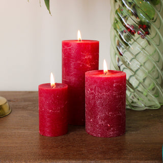 Dark Red Pillar Candle | 3 sizes in Homewares from Oriana B www.orianab.com