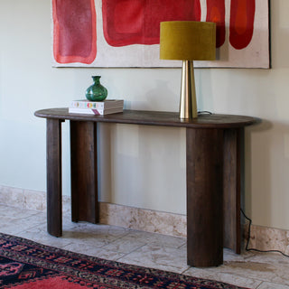 Dark Wood Curved End Console Table in Furniture from Oriana B. www.orianab.com