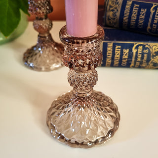 Diamond Glass Candlestick in Archived from Oriana B www.orianab.com