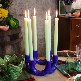 Electric Blue Six Candle Holder | END OF LINE in Archived from Oriana B www.orianab.com