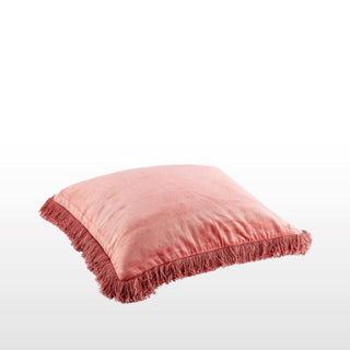 Fringed Velvet Cushion | Rose | 45x45 in Homewares from Oriana B www.orianab.com