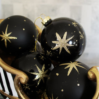 Black Glass and Gold Glitter Bauble | Matte and GlossOriana BChristmas