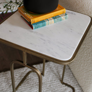 Gold and White Marble Side Table in Archived from Oriana B www.orianab.com