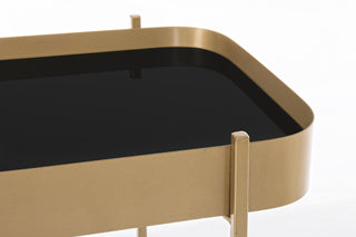 Gold Console with Black Glass TopOriana BFurniture