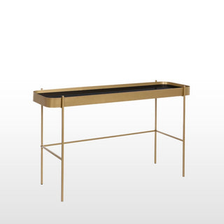 Gold Console with Black Glass TopOriana BFurniture