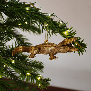 Gold Crocodile Christmas Tree Decoration in Christmas Decorations from Oriana B www.orianab.com