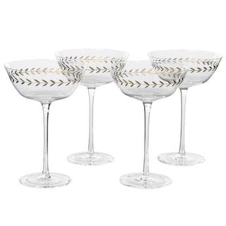 Gold Leaf Champagne Glasses | Set of 4 in Homewares from Oriana B www.orianab.com
