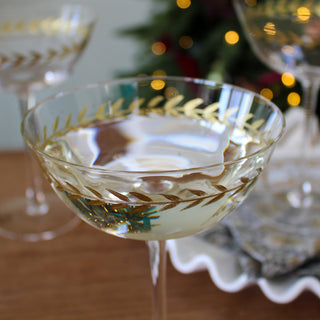 Gold Leaf Champagne Glasses | Set of 4 in Homewares from Oriana B www.orianab.com
