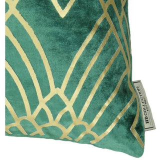 Green and Gold Art Deco Velvet CushionOriana BHomewares