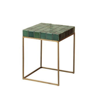 Green Ceramic Tiled Side Table in Furniture from Oriana B www.orianab.com