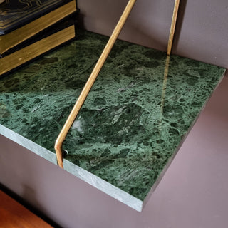 Green Marble Shelf Brass Brackets in Homewares from Oriana B www.orianab.com