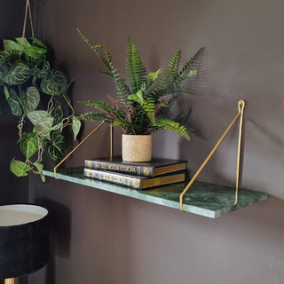 Green Marble Shelf Brass Brackets in Homewares from Oriana B www.orianab.com