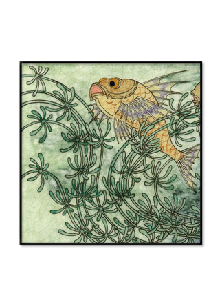 Green Tile with Fish I in Wall Art from Oriana B. www.orianab.com