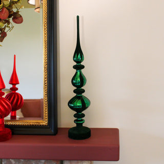 Green Velvet Glass Finial in Christmas Decorations from Oriana B www.orianab.com