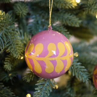 Hand Painted Paper Maché Bauble | Set of 2 in Christmas Decorations from Oriana B www.orianab.com
