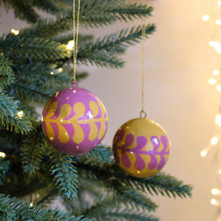 Hand Painted Paper Maché Bauble | Set of 2 in Christmas Decorations from Oriana B www.orianab.com