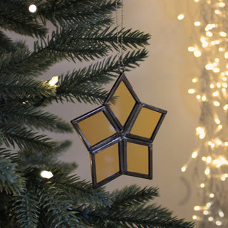 Handmade Hanging Star Bauble | Amber in Christmas Decorations from Oriana B www.orianab.com