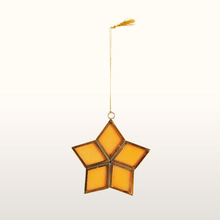 Hanging glass star in amber in Christmas from Oriana B. www.orianab.com