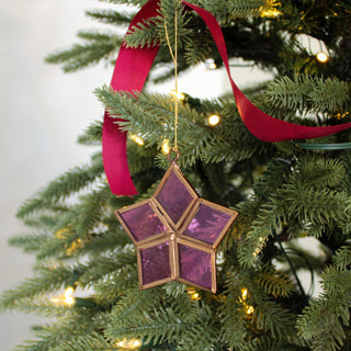 Hanging glass star in pink in Christmas from Oriana B. www.orianab.com