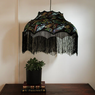 Large Feather Design Fringed Lamp Shade | Pendant & LampOriana BLighting