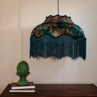 Large Floral Design Fringed Lamp Shade | Pendant & Lamp Shade DAMAGED in Archived from Oriana B www.orianab.com