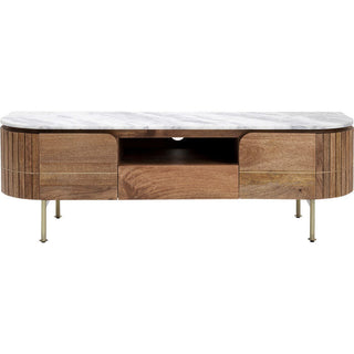 Curved Natural Wood and Marble Media UnitOriana BFurniture