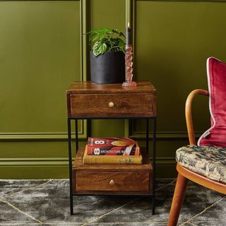 Mango Wood 2 Drawer Side Table in Furniture from Oriana B www.orianab.com