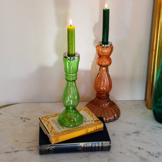 Medium Glass Candlestick | Green END OF LINE in Outlet from Oriana B www.orianab.com