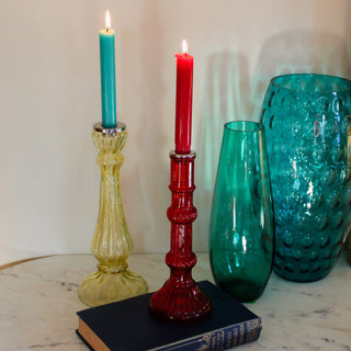 Medium Glass Candlestick | Red END OF LINE in Outlet from Oriana B www.orianab.com