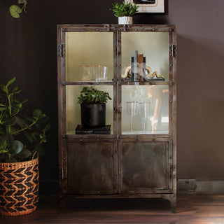 Metal and Glass Industrial Style Cabinet | 2 DoorsOriana BFurniture