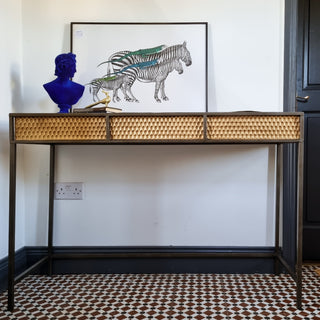 Metal Console Table with Gold PatternOriana BFurniture