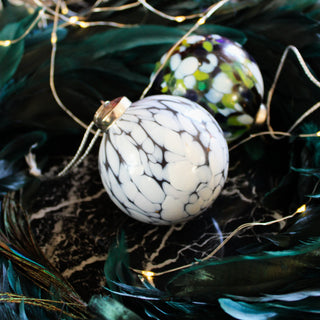 Mottled Glass Bauble | Blue and White in Christmas Decorations from Oriana B www.orianab.com