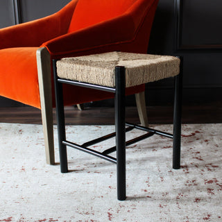 Natural Woven and Black Wood Stool in Furniture from Oriana B. www.orianab.com